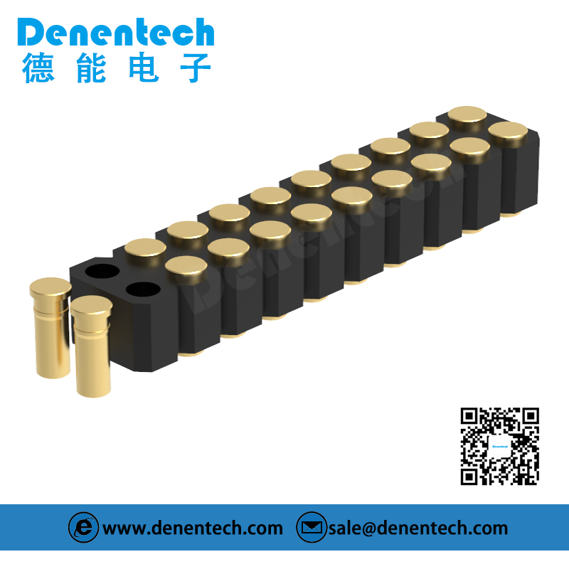 Denentech 2.54MM pogo pin H4.0MM dual row female straight SMT spring loaded electrical pin connectors